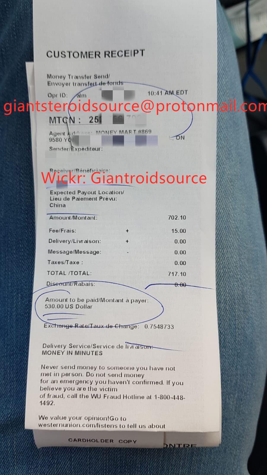 Zákazníci z Kanady zakoupili naše raws metodou Western Union